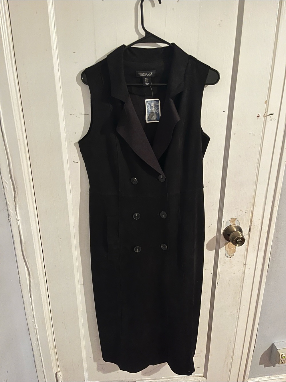 Rachel Zoe Sleeveless Black Double-Breasted Dress- with pockets